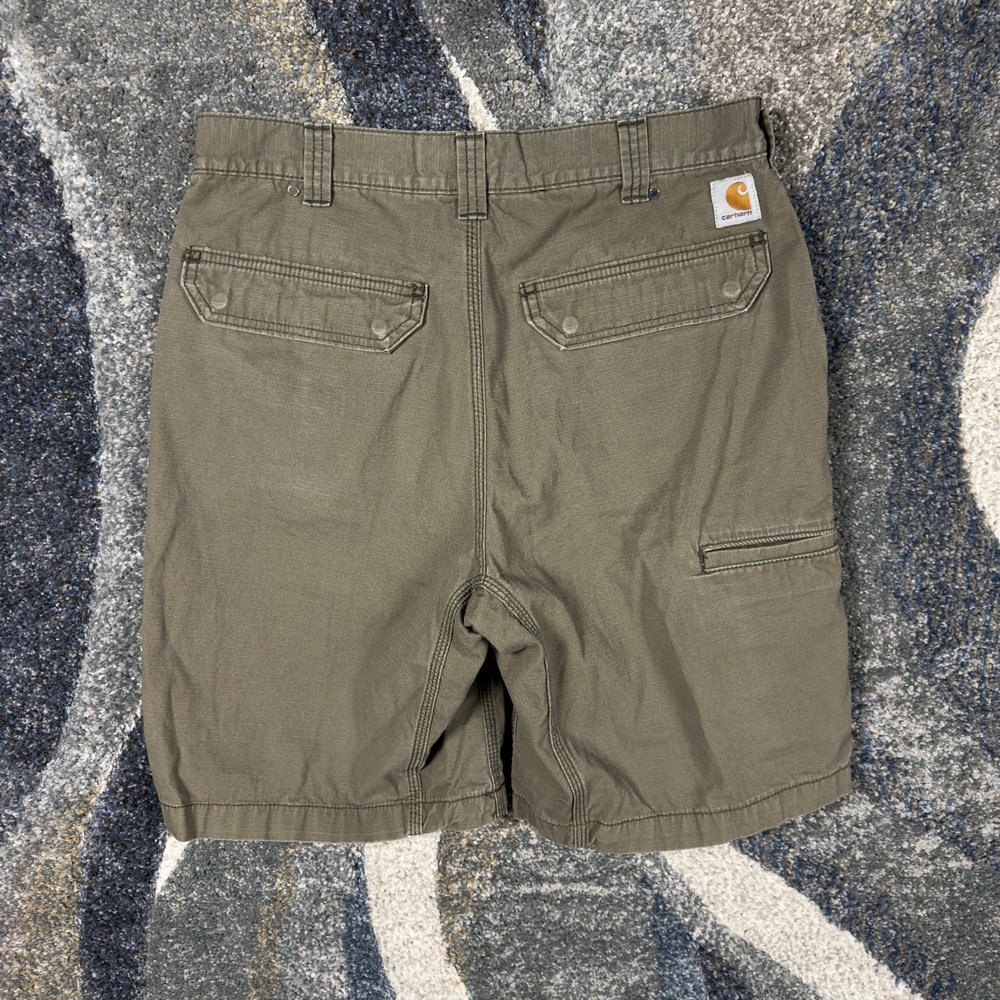 Carhartt Relaxed Fit Cargo Shorts Mens 33 Olive Green Workwear Utility Ripstop - Picture 3 of 7